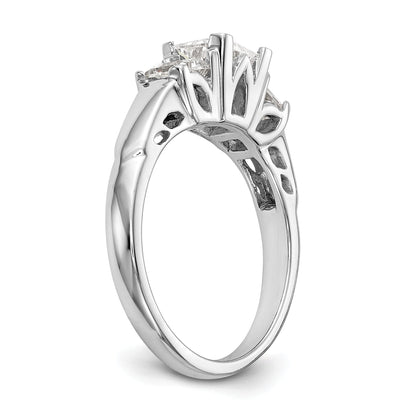 14K White Gold 3 Stone Simulated Diamond Engagement Ring