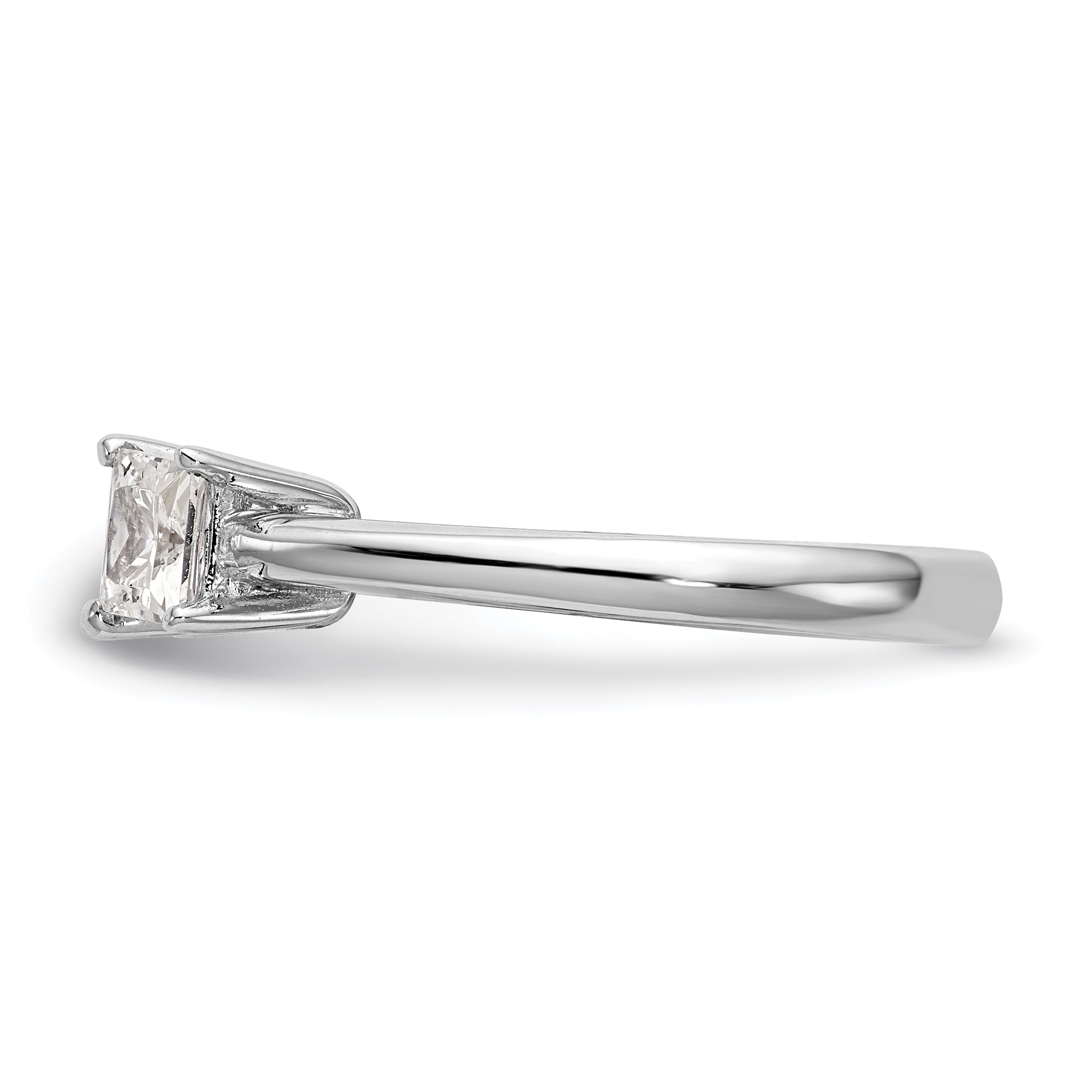 14K White Gold 3 Stone Diamond Peg Set Engagement Ring