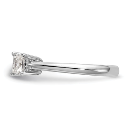 14K White Gold 3 Stone Diamond Peg Set Engagement Ring