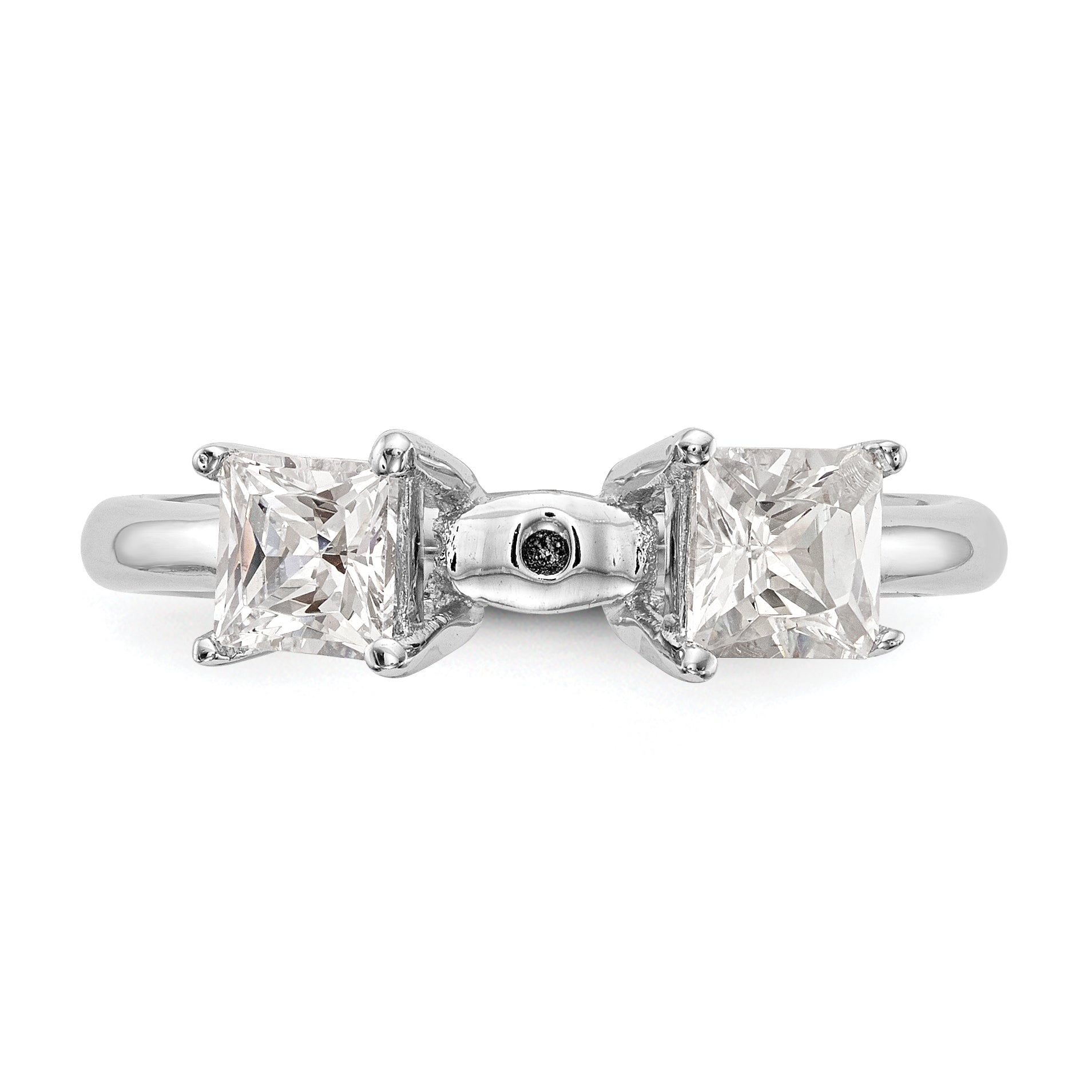 14K White Gold 3 Stone Diamond Peg Set Engagement Ring