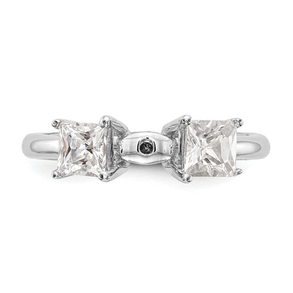 14K White Gold 3 Stone Diamond Peg Set Engagement Ring