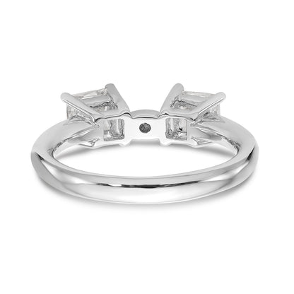 14K White Gold 3 Stone Diamond Peg Set Engagement Ring