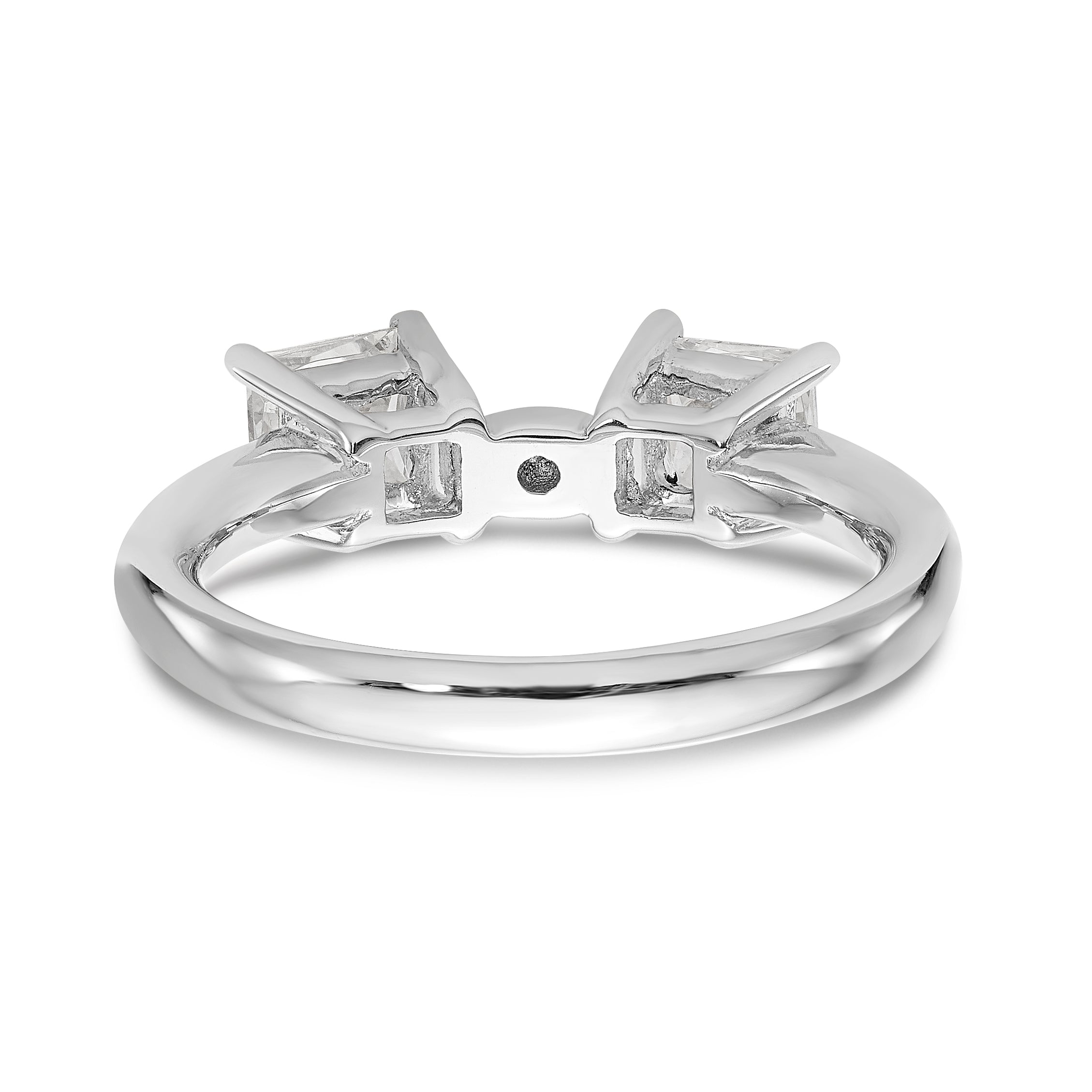 14K White Gold 3 Stone Diamond Peg Set Engagement Ring