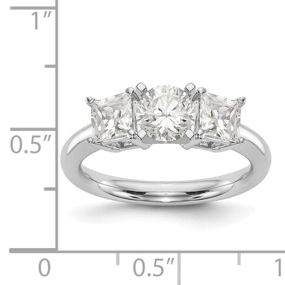 14K White Gold 3 Stone Diamond Peg Set Engagement Ring