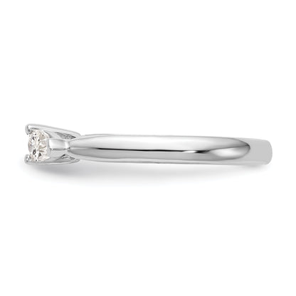 14K White Gold 3 Stone Simulated Diamond Peg Set Engagement Ring