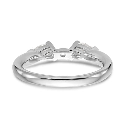 14K White Gold 3 Stone Simulated Diamond Peg Set Engagement Ring