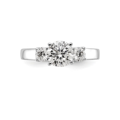 14K White Gold 3 Stone Diamond Peg Set CZ Engagement Ring