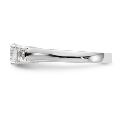 14K White Gold 3 Stone Diamond Peg Set CZ Engagement Ring