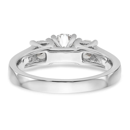 14K White Gold 3 Stone Diamond Peg Set CZ Engagement Ring