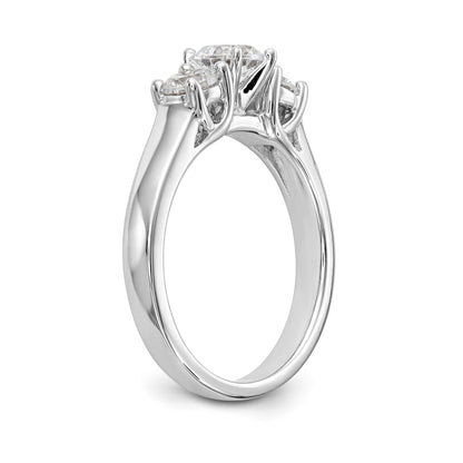 14K White Gold 3 Stone Diamond Peg Set CZ Engagement Ring