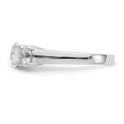 14K White Gold 3 Stone Diamond Peg Set CZ Engagement Ring
