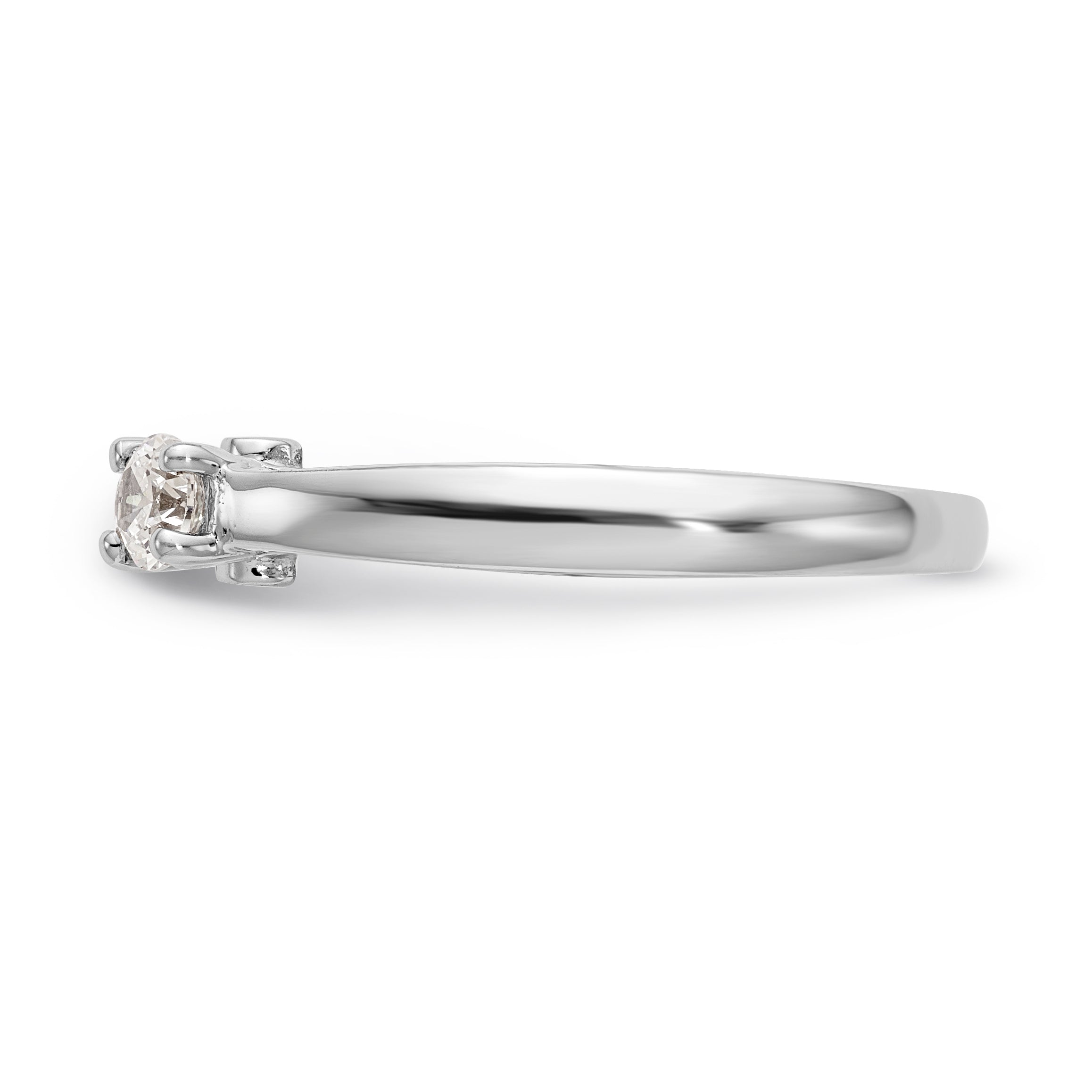 14K White Gold 3 Stone Diamond Peg Set CZ Engagement Ring