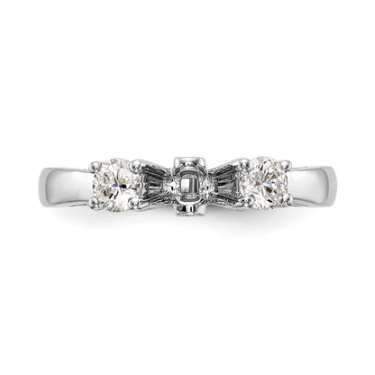 14K White Gold 3 Stone Diamond Peg Set CZ Engagement Ring
