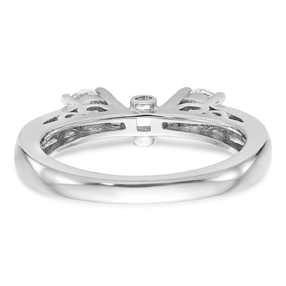 14K White Gold 3 Stone Diamond Peg Set CZ Engagement Ring