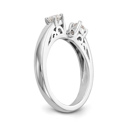14K White Gold 3 Stone Diamond Peg Set CZ Engagement Ring