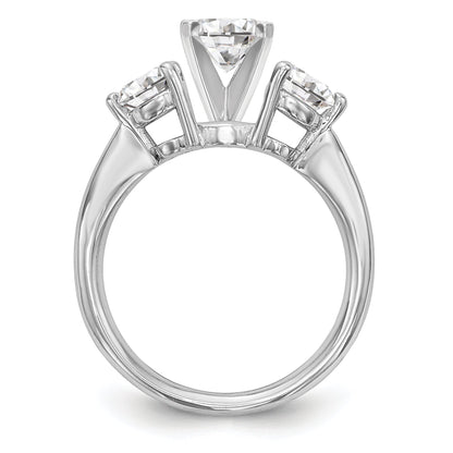 14K White Gold 3 Stone Diamond Peg Set Engagement Ring