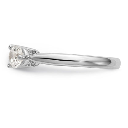 14K White Gold 3 Stone Diamond Peg Set Engagement Ring