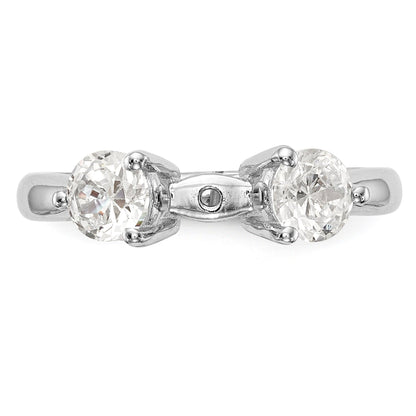 14K White Gold 3 Stone Diamond Peg Set Engagement Ring