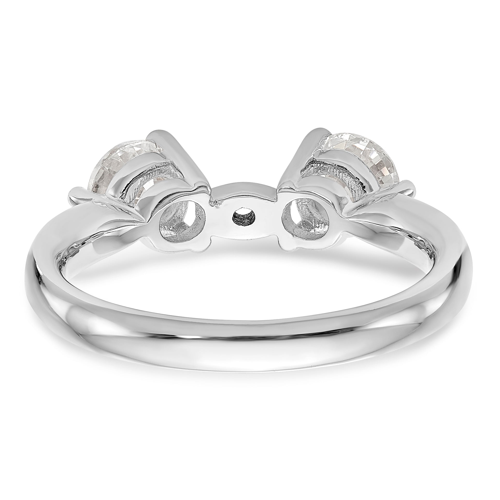 14K White Gold 3 Stone Diamond Peg Set Engagement Ring