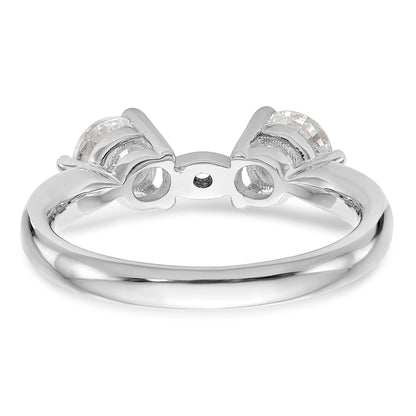 14K White Gold 3 Stone Diamond Peg Set Engagement Ring