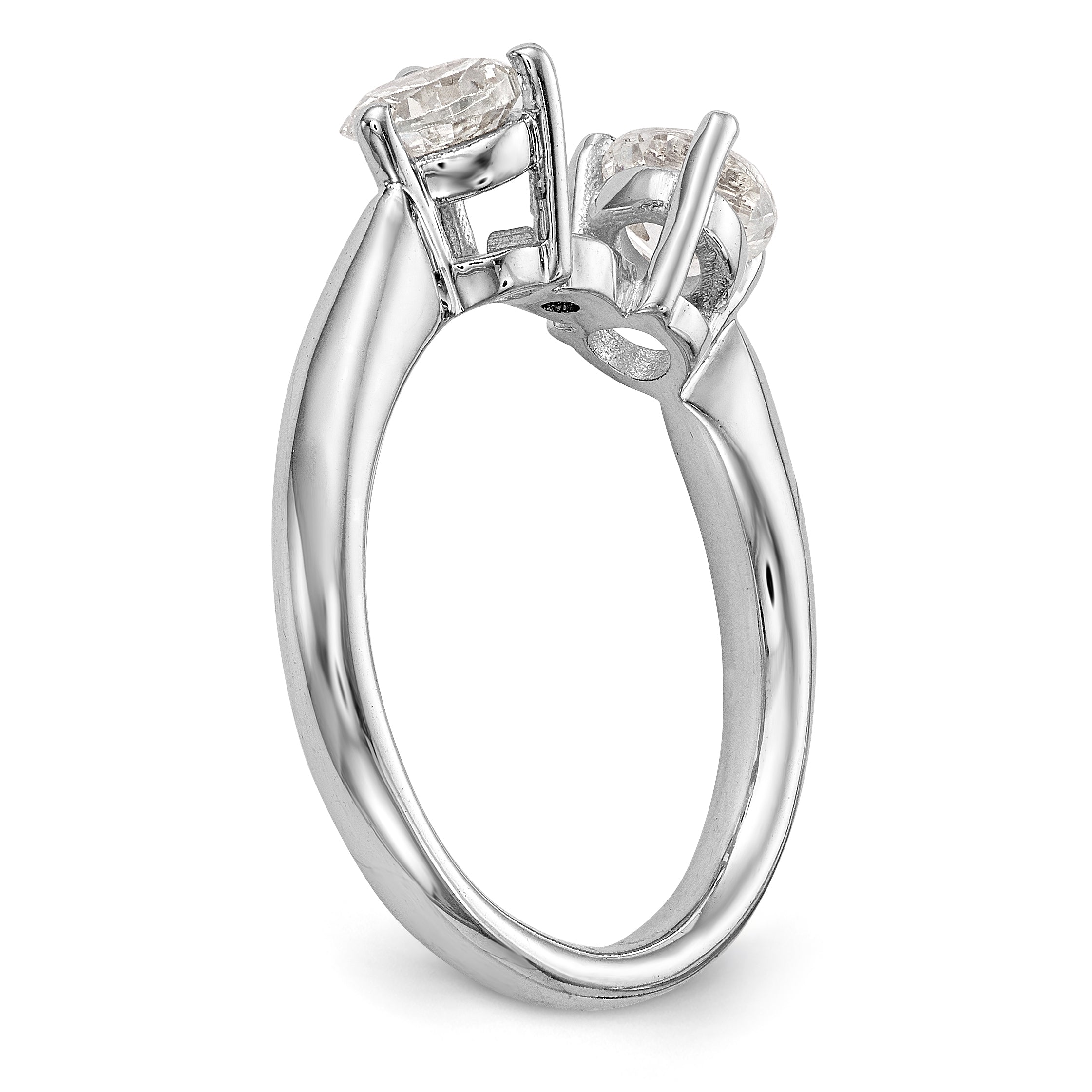 14K White Gold 3 Stone Diamond Peg Set Engagement Ring