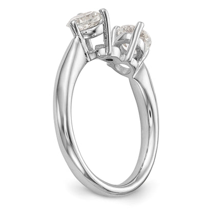 14K White Gold 3 Stone Diamond Peg Set Engagement Ring