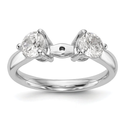 14K White Gold 3 Stone Diamond Peg Set Engagement Ring