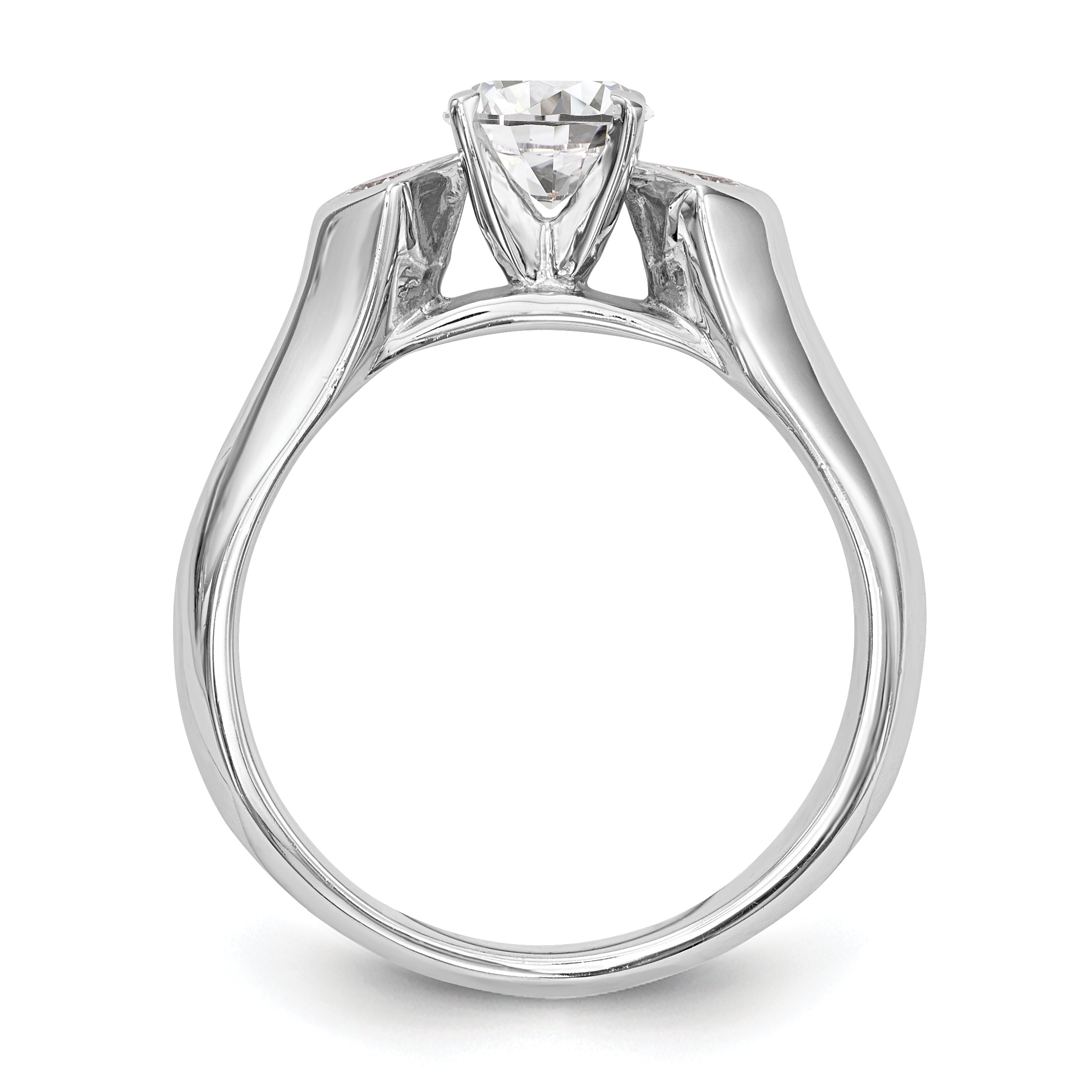 14K White Gold 3 Stone Diamond Peg Set Engagement Ring