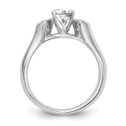 14K White Gold 3 Stone Diamond Peg Set Engagement Ring