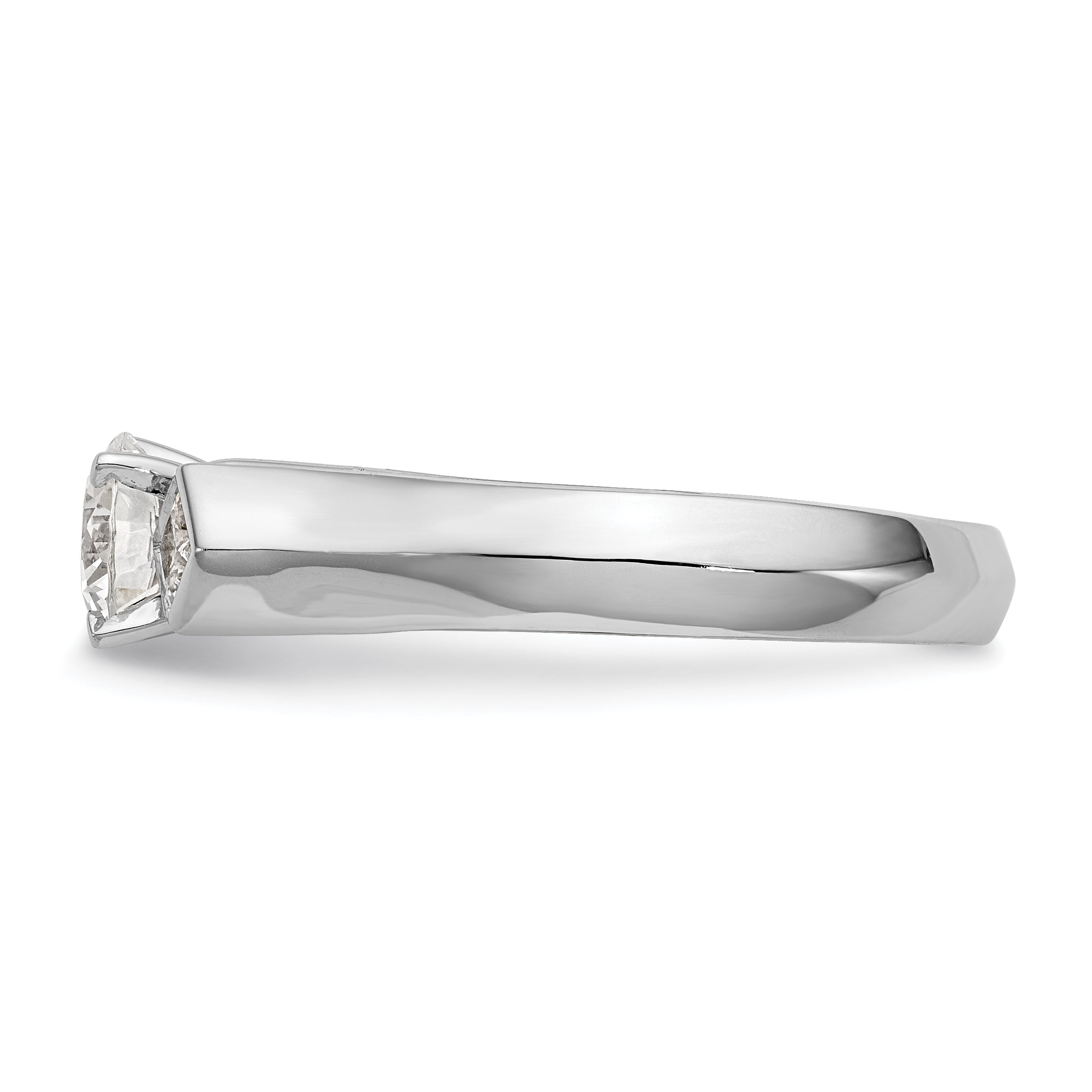 14K White Gold 3 Stone Diamond Peg Set Engagement Ring