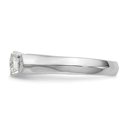 14K White Gold 3 Stone Diamond Peg Set Engagement Ring