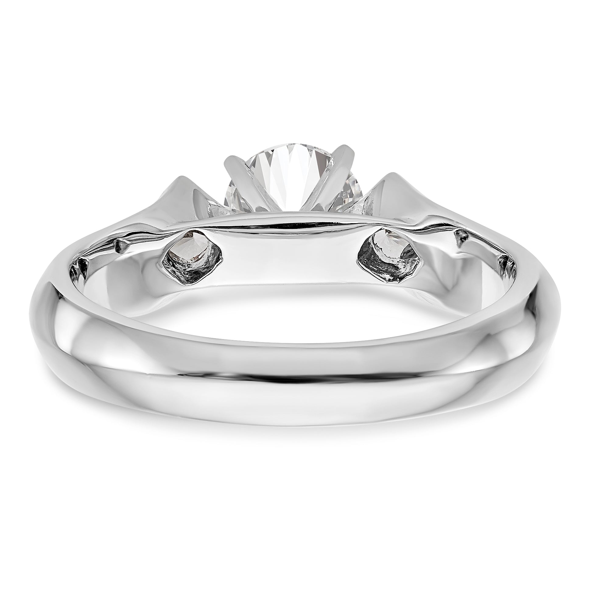 14K White Gold 3 Stone Diamond Peg Set Engagement Ring