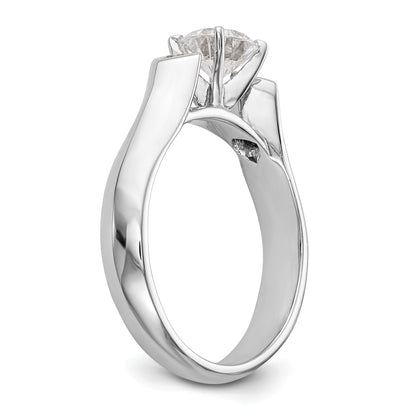 14K White Gold 3 Stone Diamond Peg Set Engagement Ring