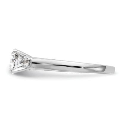 14K White Gold 3 Stone Diamond Peg Set CZ Engagement Ring