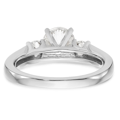 14K White Gold 3 Stone Diamond Peg Set CZ Engagement Ring