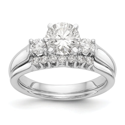 14K White Gold 3 Stone Diamond Peg Set CZ Engagement Ring