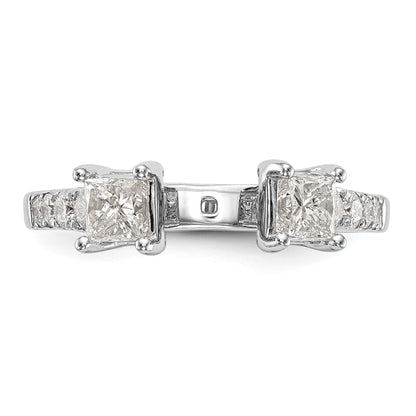 14K White Gold 3 Stone Diamond Peg Set CZ Engagement Ring