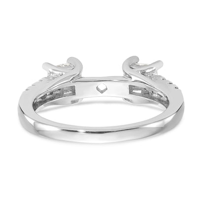 14K White Gold 3 Stone Diamond Peg Set CZ Engagement Ring