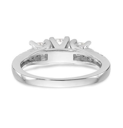 14K White Gold 3 Stone Diamond Peg Set CZ Engagement Ring