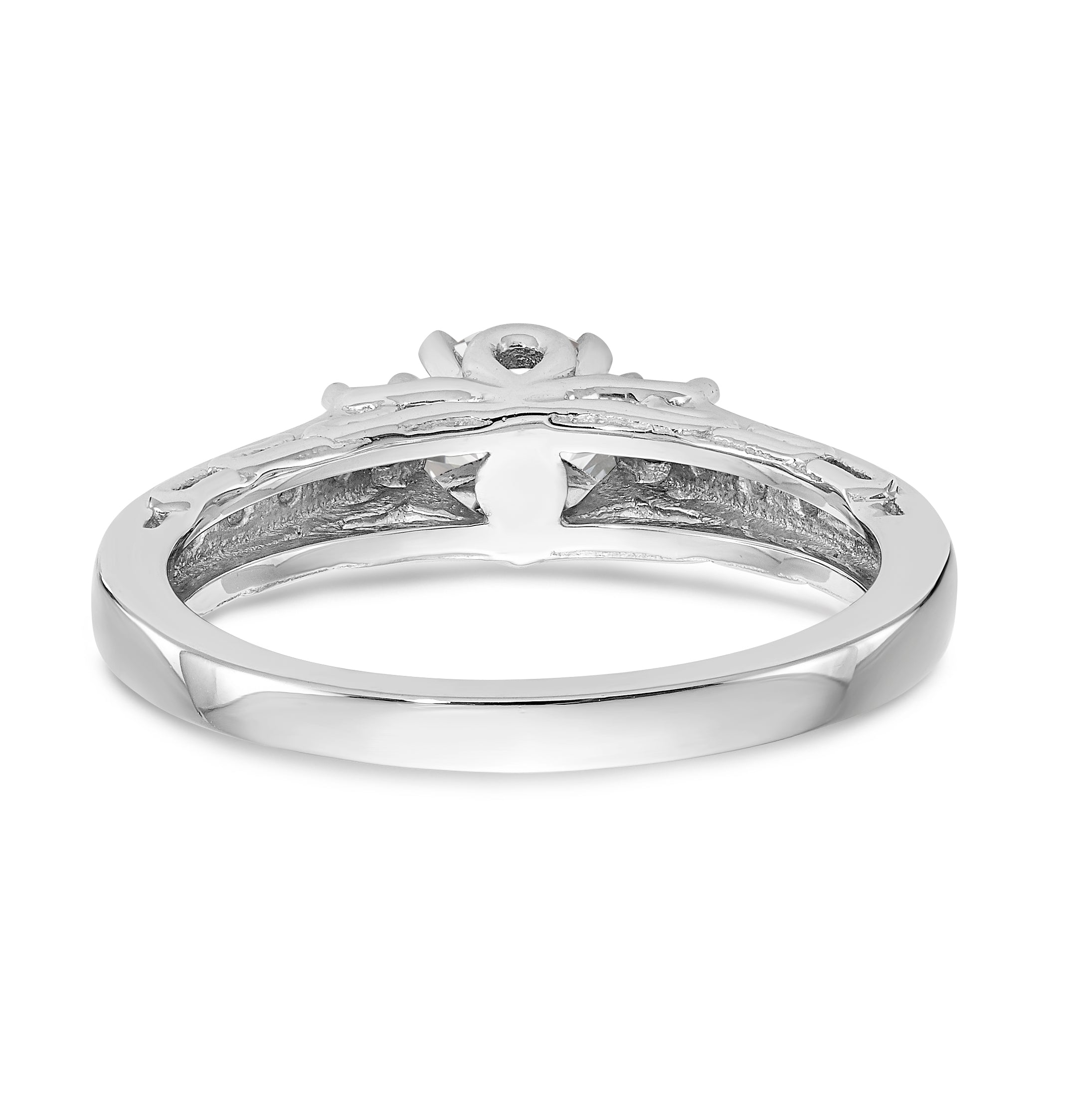 14k White Gold 3 stone Dia Peg Set with Sapphire CZ Engagement Ring