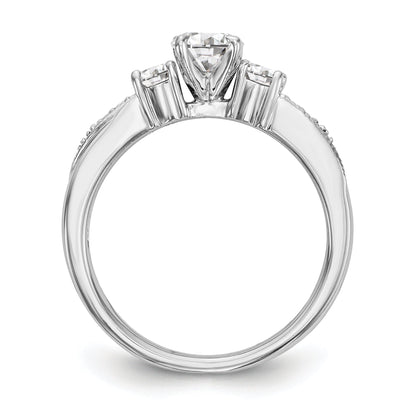 14K White Gold 3 Stone Diamond Peg Set CZ Engagement Ring