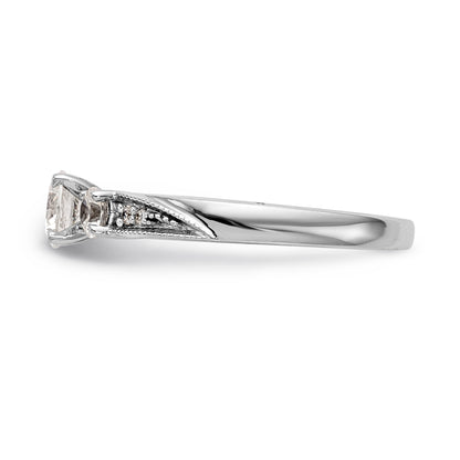 14K White Gold 3 Stone Diamond Peg Set CZ Engagement Ring
