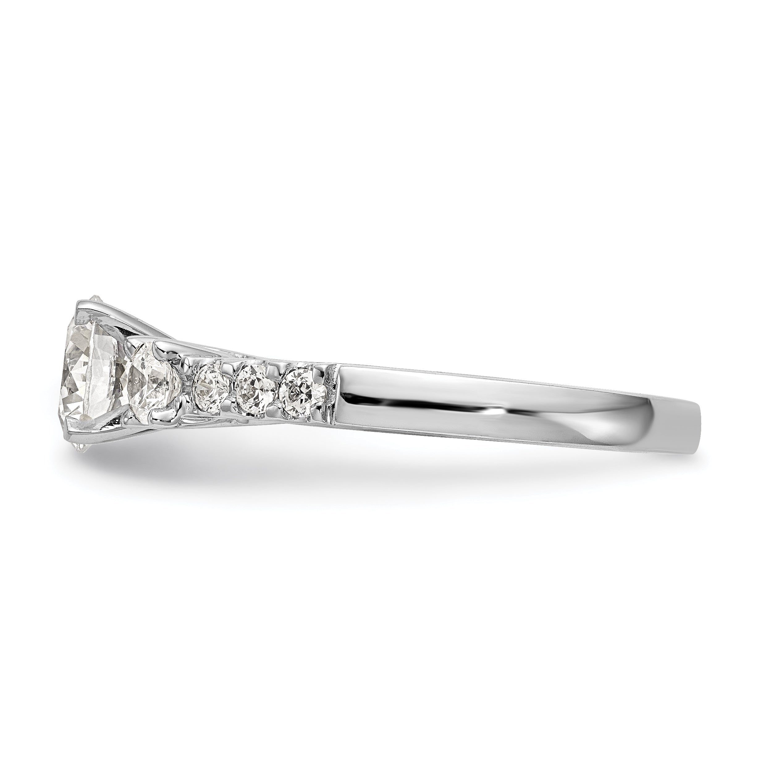 14K White Gold 3 Stone Diamond Peg Set CZ Engagement Ring