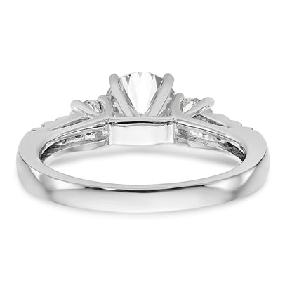 14K White Gold 3 Stone Diamond Peg Set CZ Engagement Ring