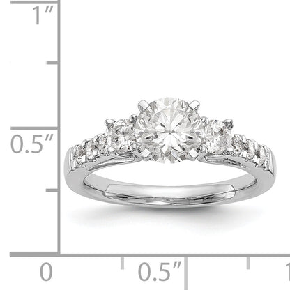 14K White Gold 3 Stone Diamond Peg Set CZ Engagement Ring