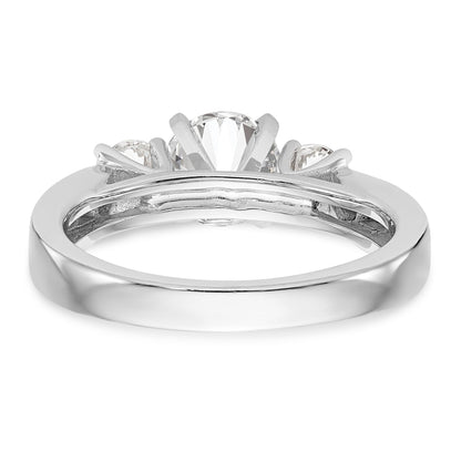 14K White Gold 3 Stone Diamond Peg Set CZ Engagement Ring