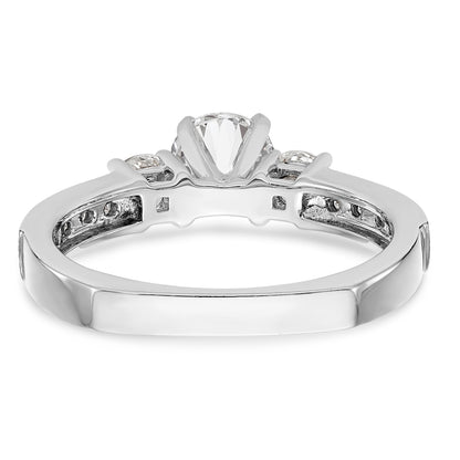 14K White Gold 3 Stone Diamond Peg Set CZ Engagement Ring