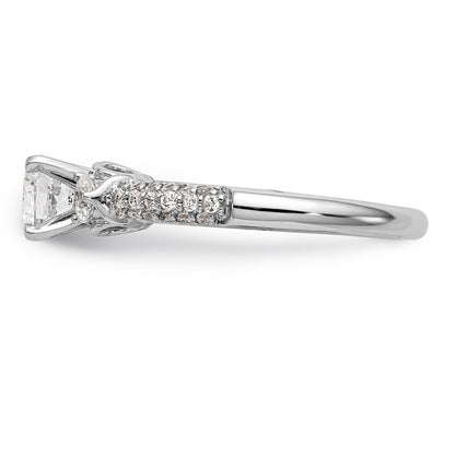 14K White Gold 3 Stone Diamond Peg Set CZ Engagement Ring
