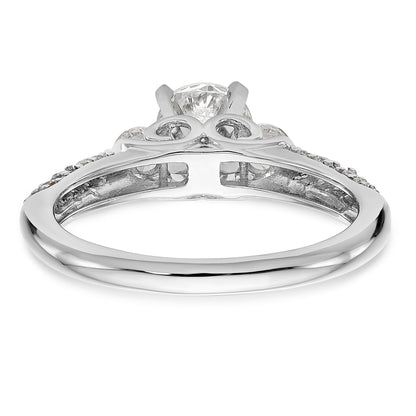 14K White Gold 3 Stone Diamond Peg Set CZ Engagement Ring