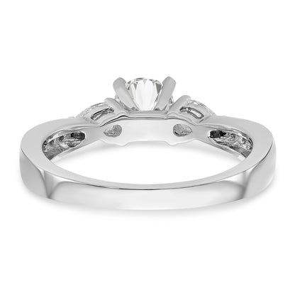 14K White Gold 3 Stone Diamond Peg Set CZ Engagement Ring